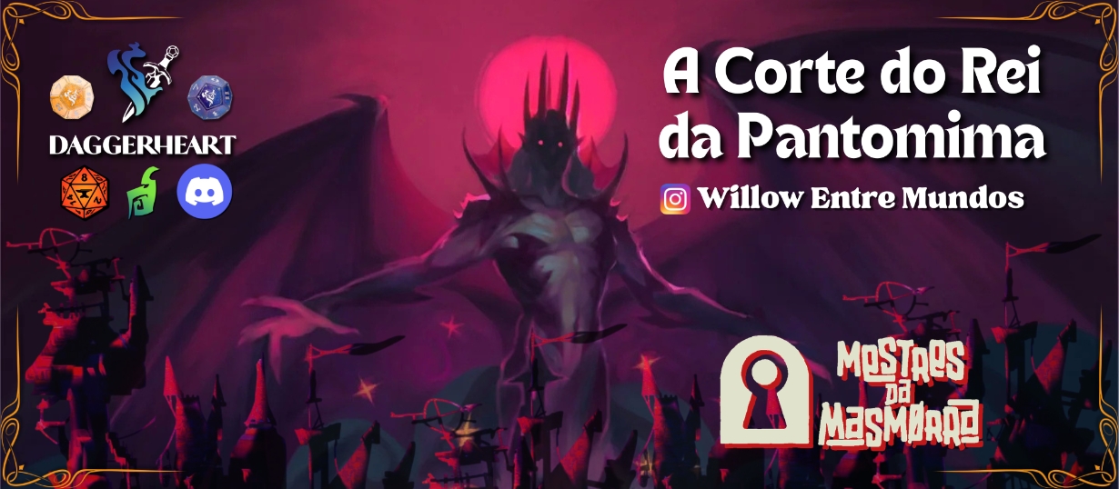 Banner da mesa de RPG: A Corte do Rei da Pantomima