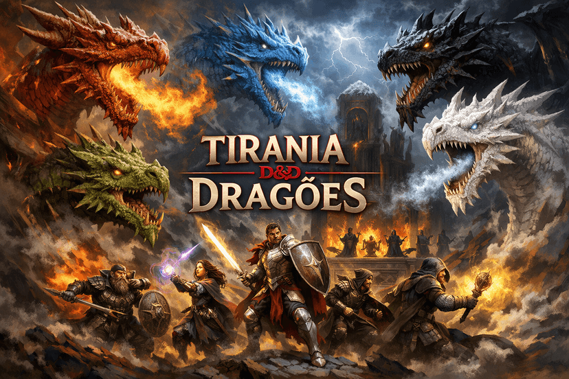 Banner da mesa de RPG: Tirania dos Dragões – Vol 1 – Tesouro da Rainha Dragão