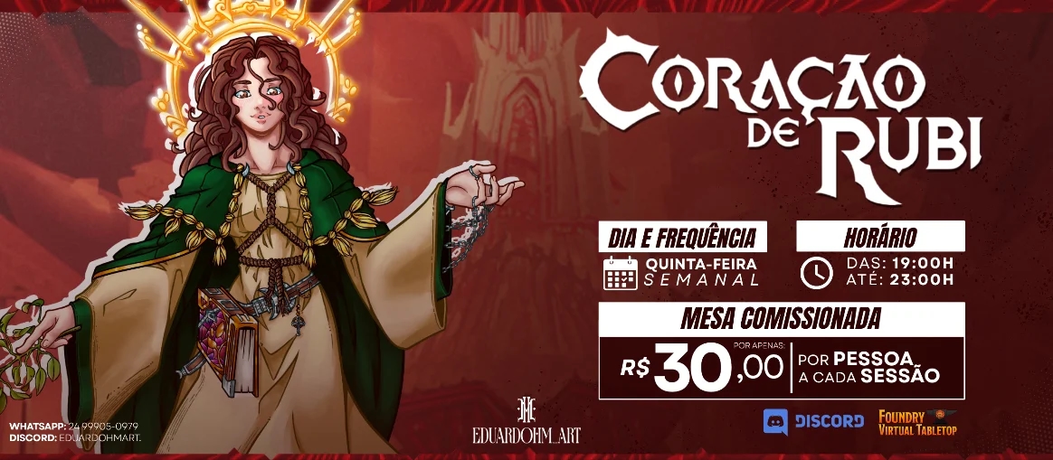 Banner da mesa de RPG: Coração de Rubi