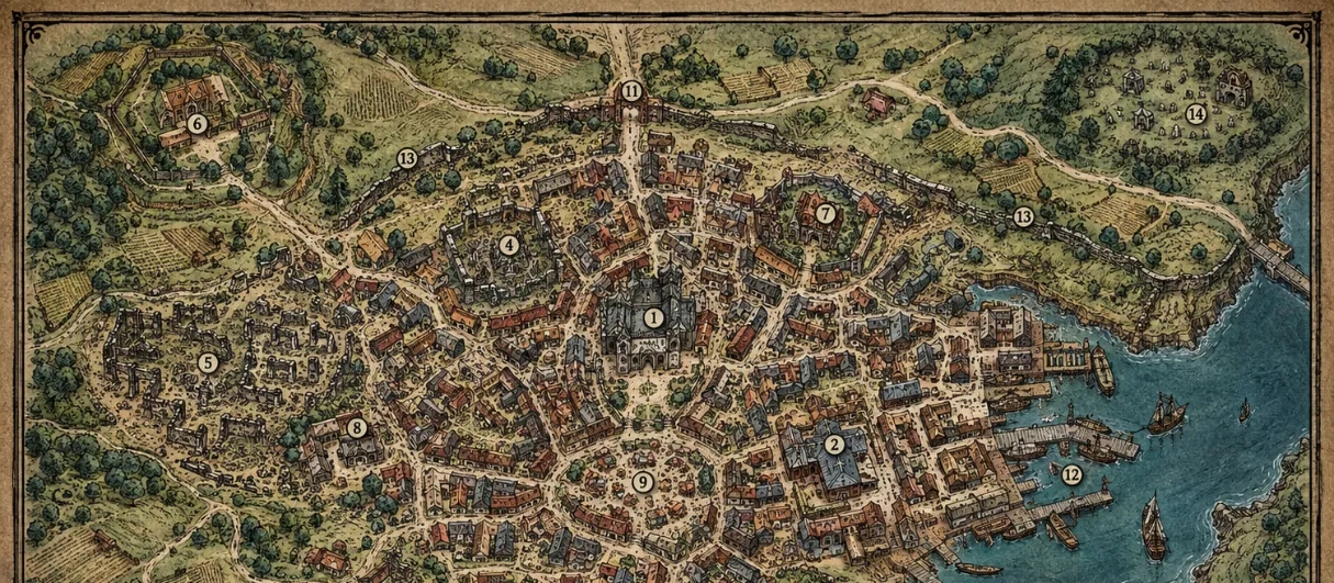 Banner da mesa de RPG: A Cidade Velha