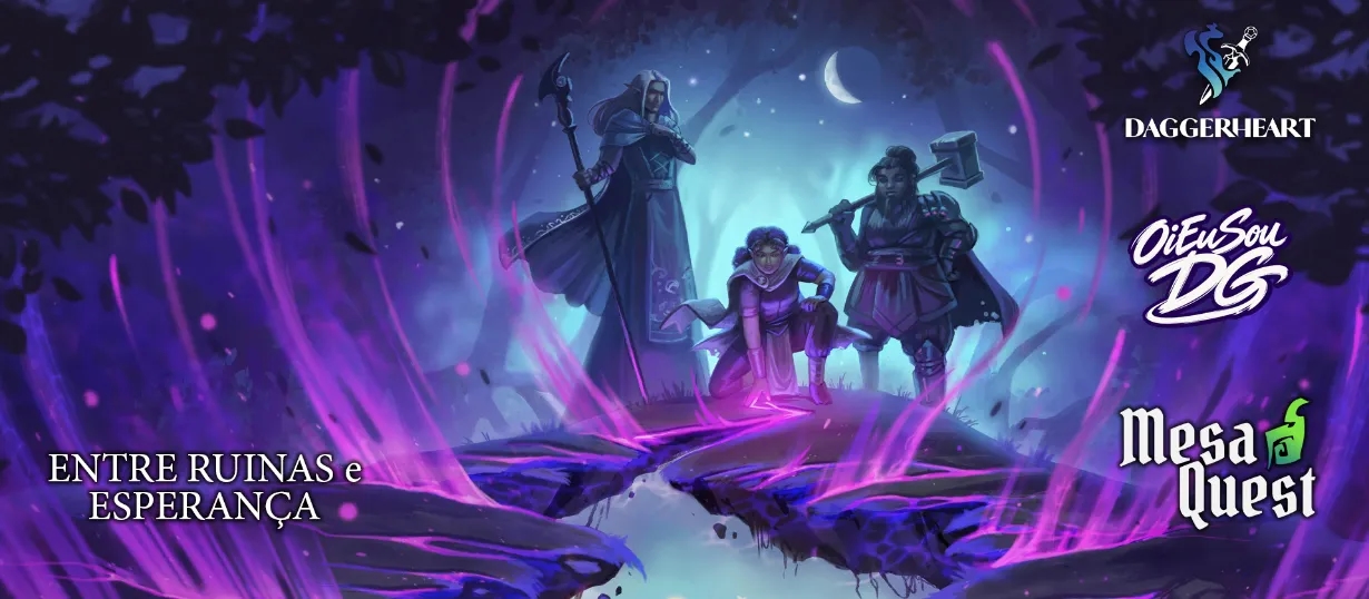 Banner da mesa de RPG: Entre Ruínas e Esperança