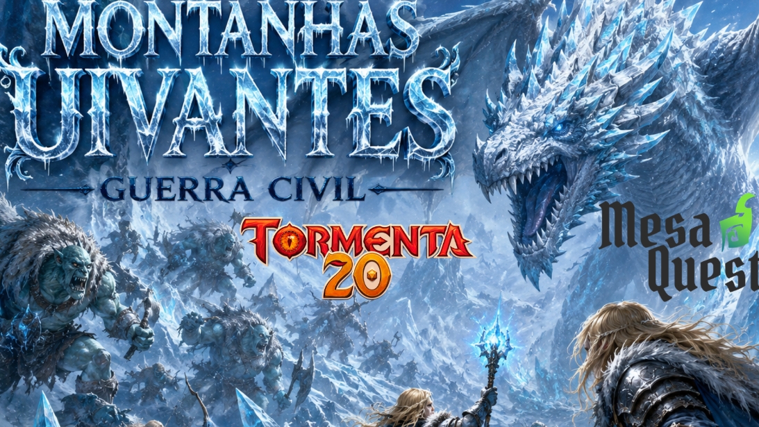 Banner da mesa de RPG: Jornada heróica Montanhas uivantes - Guerra Civil