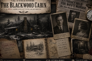 Banner da mesa de RPG: Mistério na Cabana Blackwood