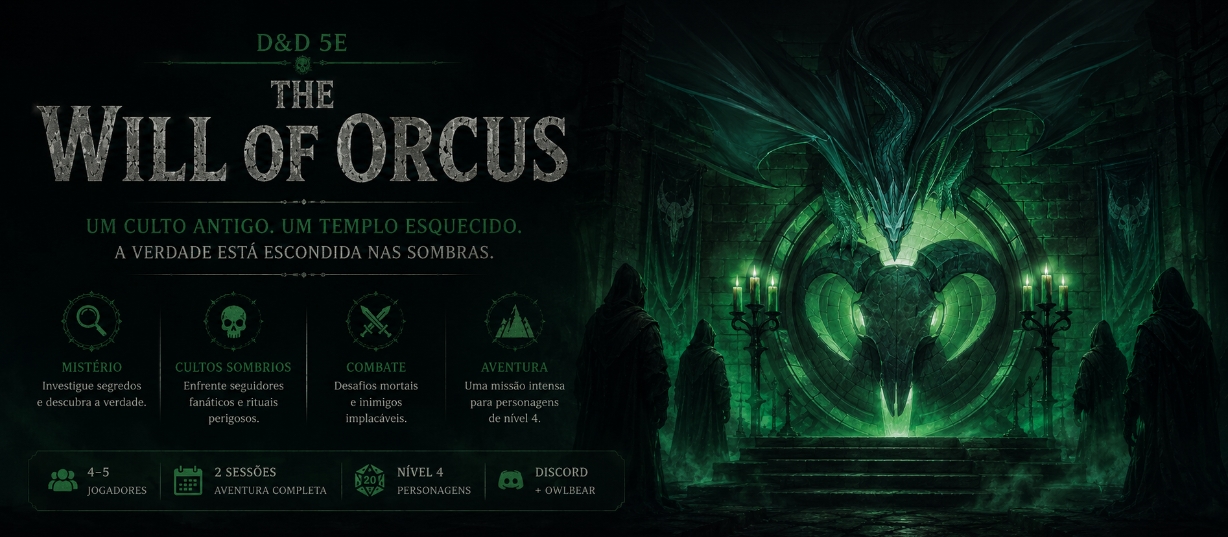 Banner da mesa de RPG: The Will of Orcus (Dragon Delves)