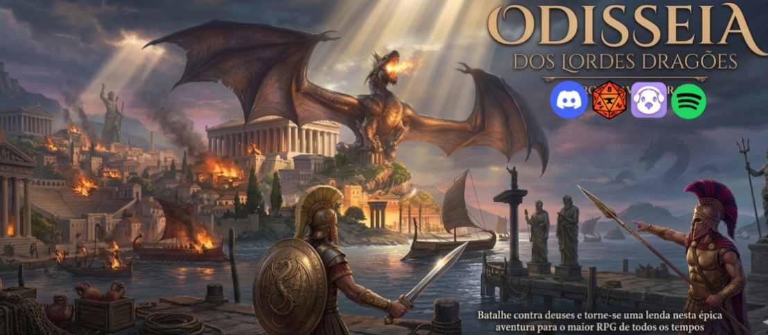 Banner da mesa de RPG: A odisseia dos Lordes dragões(adaptado ao seu BG)
