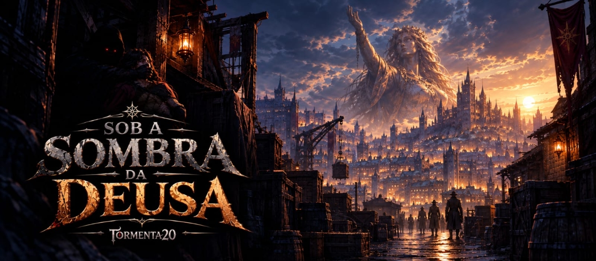 Banner da mesa de RPG: Sob a sombra Deusa