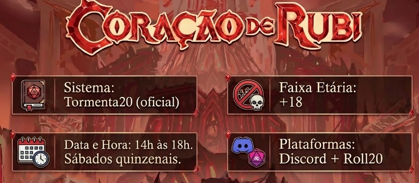 Banner da mesa de RPG: Coração de rubi