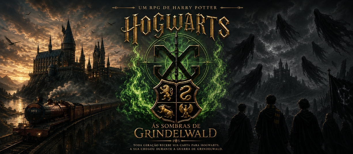Banner da mesa de RPG: Hogwarts: Ás Sombras de Grindelwald