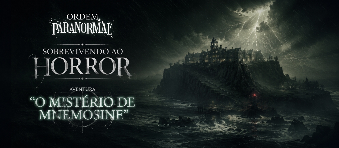 Banner da mesa de RPG: O Mistério de Mnemosine (Ato I)