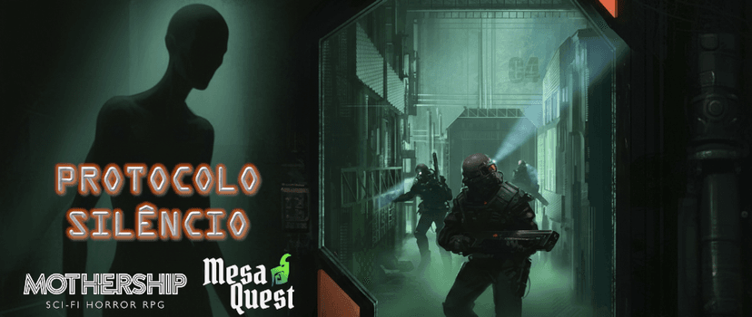 Banner da mesa de RPG: Protocolo Silêncio