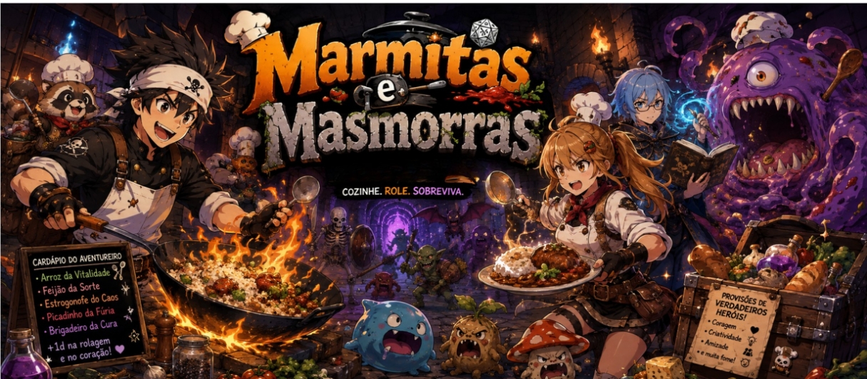 Banner da mesa de RPG: Marmitas e Masmorras