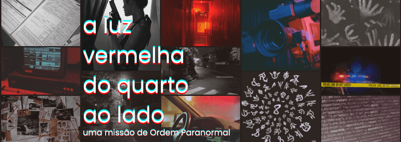 Banner da mesa de RPG: A Luz Vermelha do Quarto ao Lado
