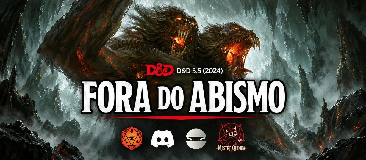 Banner da mesa de RPG: Pra fora do Abismo