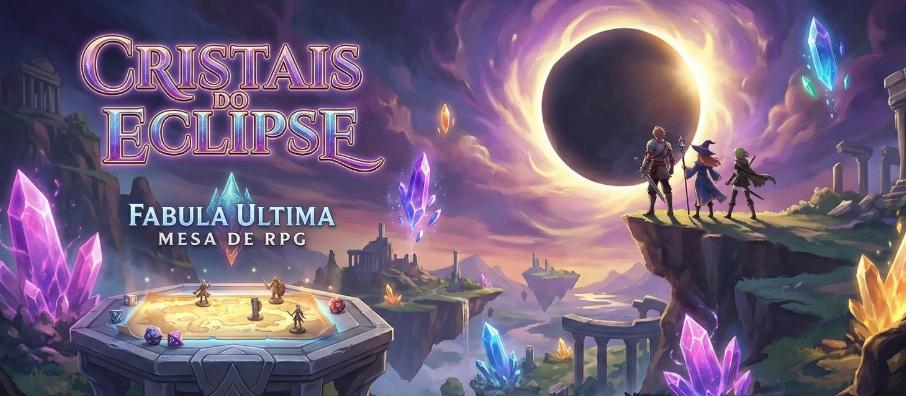 Banner da mesa de RPG: Cristais do Eclipse (Fabula Ultima)