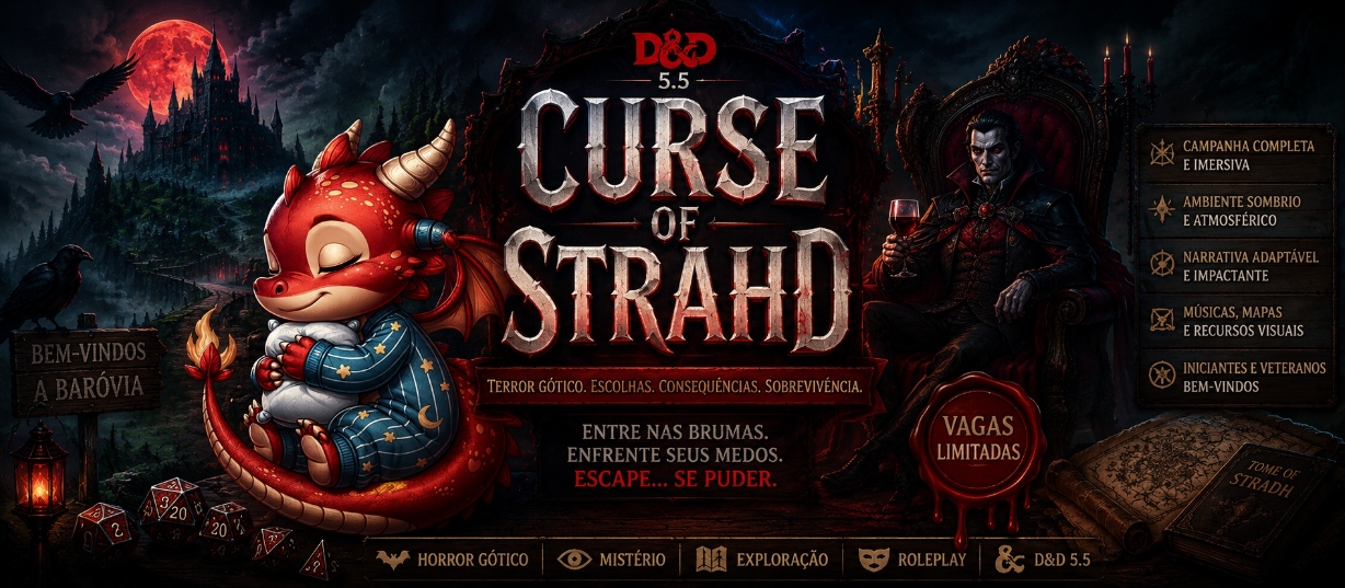 Banner da mesa de RPG: Baróvia Chama: Uma Campanha de A Maldição de Strahd