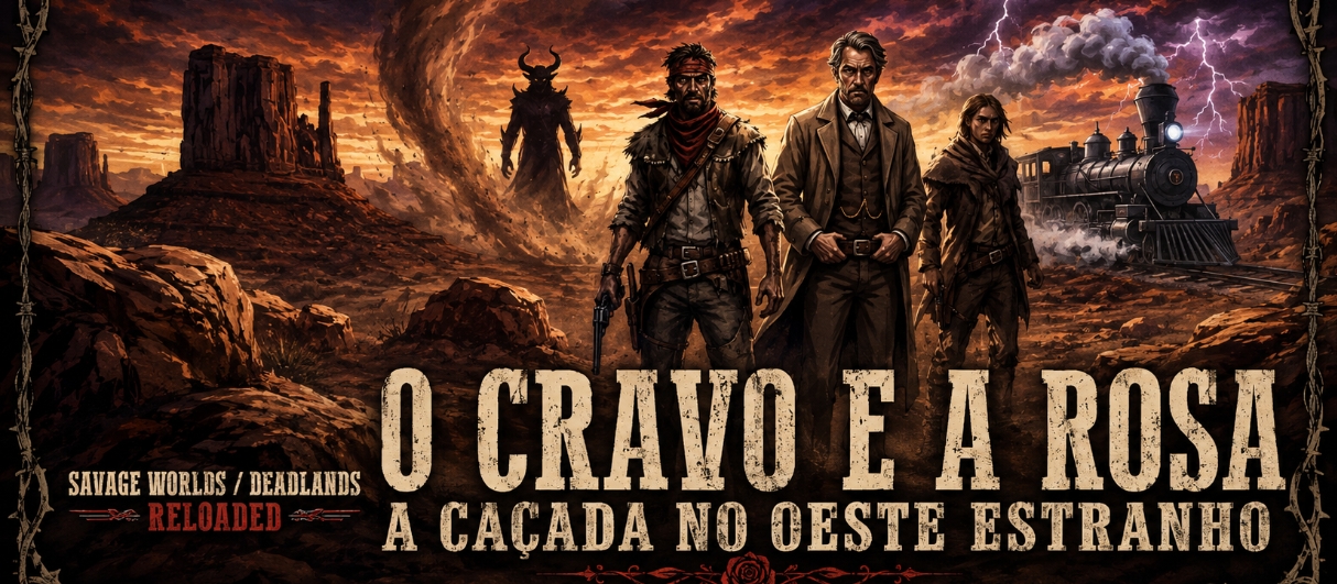 Banner da mesa de RPG: O Cravo e a Rosa