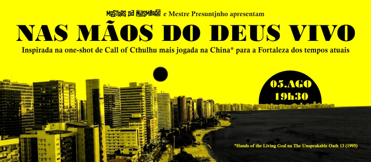 Banner da mesa de RPG: Nas Mãos do Deus Vivo