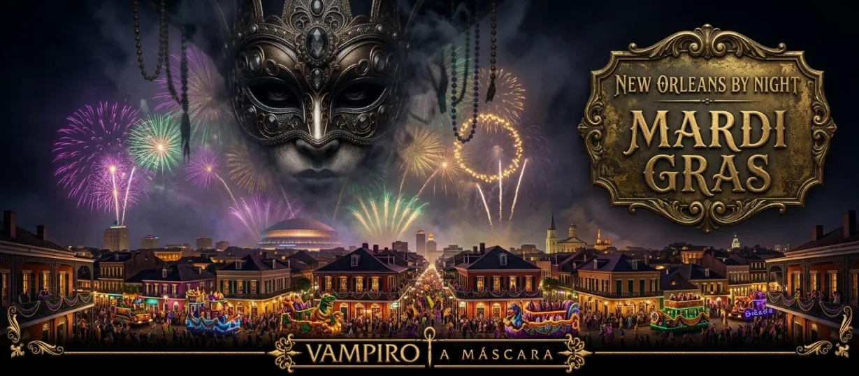 Banner da mesa de RPG: V5 — NEW ORLEANS BY NIGHT: "MARDI GRAS"— Vampiro: A Máscara 5ª Edição