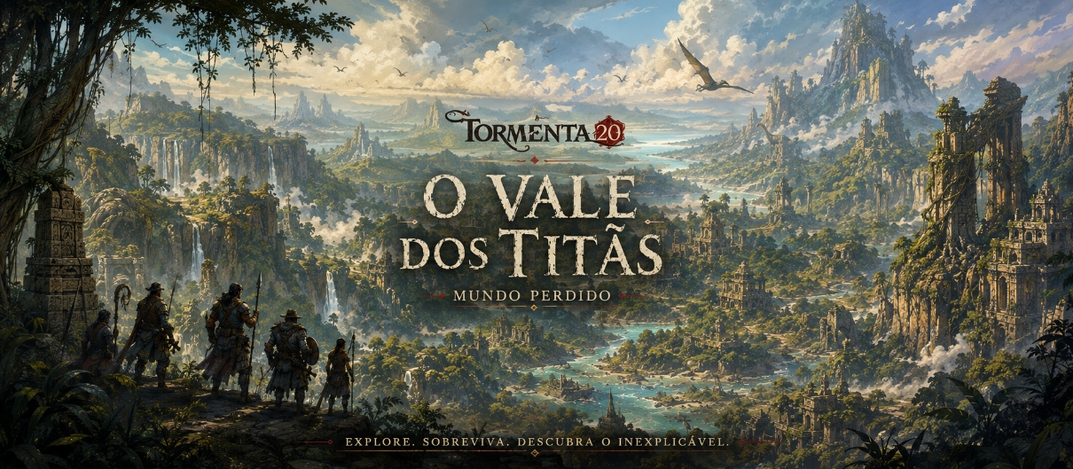 Banner da mesa de RPG: O Vale dos Titãs