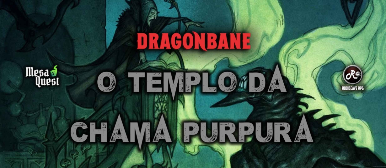 Banner da mesa de RPG: Dragonbane - O Templo da Chama Púrpura