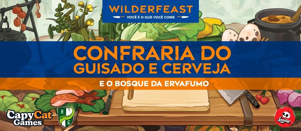 Banner da mesa de RPG: Confraria do Guisado e Cerveja e o Bosque da Ervafumo