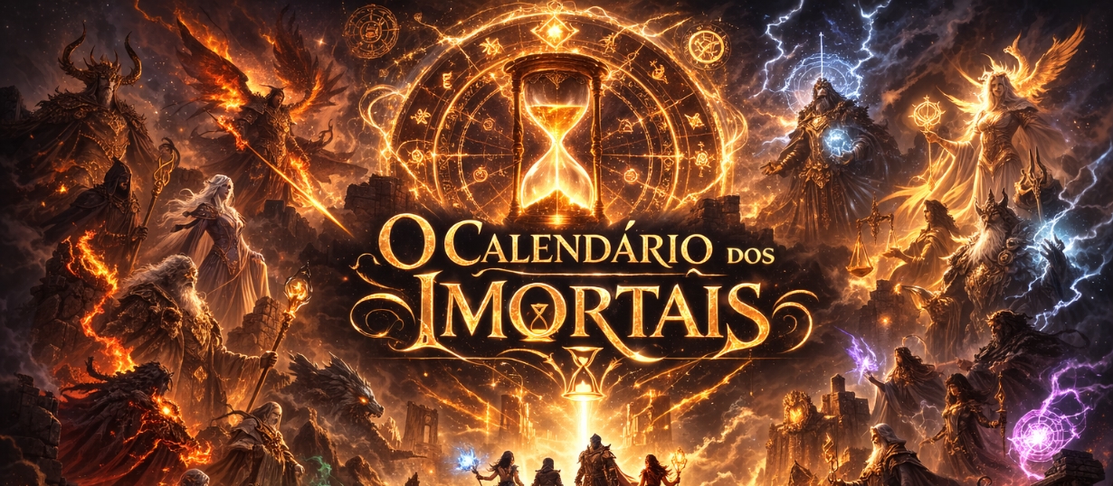 Banner da mesa de RPG: O Calendário dos Imortais - Uma Aventura em Caeldran - ARCO 1 CENA 1