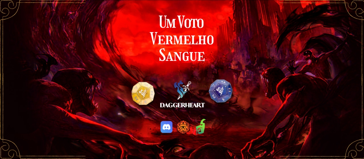 Banner da mesa de RPG: Um Voto Vermelho Sangue