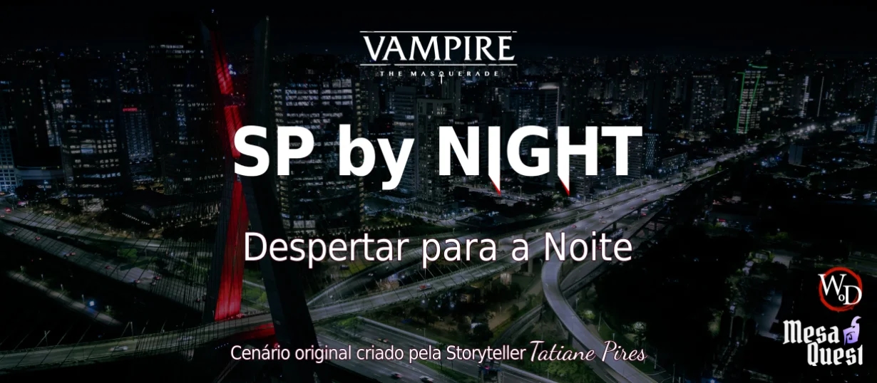 Banner da mesa de RPG: Vampiro: A Máscara - Despertar para a Noite