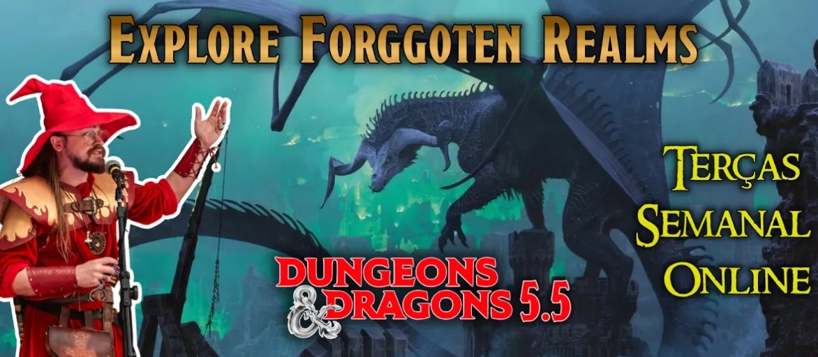 Banner da mesa de RPG: Explore Forgotten Realms - Terças