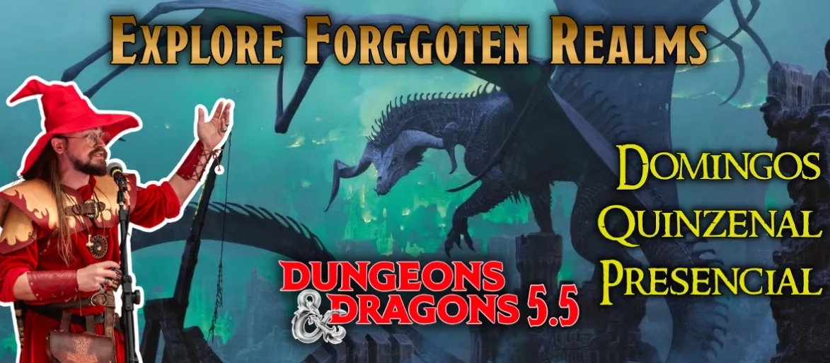 Banner da mesa de RPG: Explore Forgotten Realms - Domingo