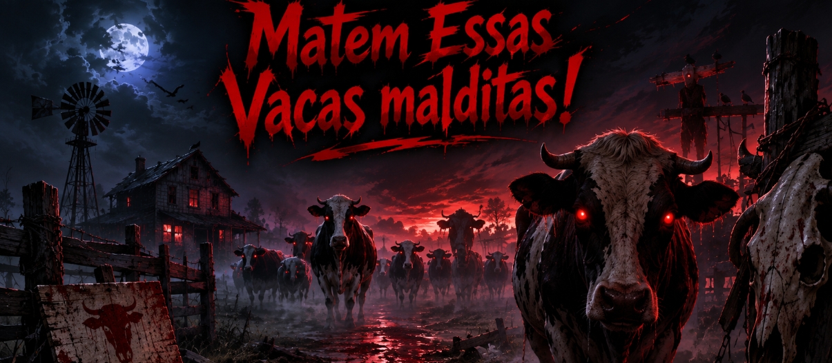 Banner da mesa de RPG: Matem essas Vacas Malditas!