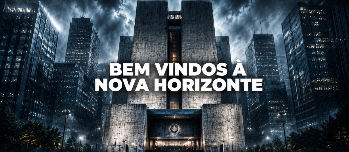 Banner da mesa de RPG: Bem vindos à Nova Horizonte