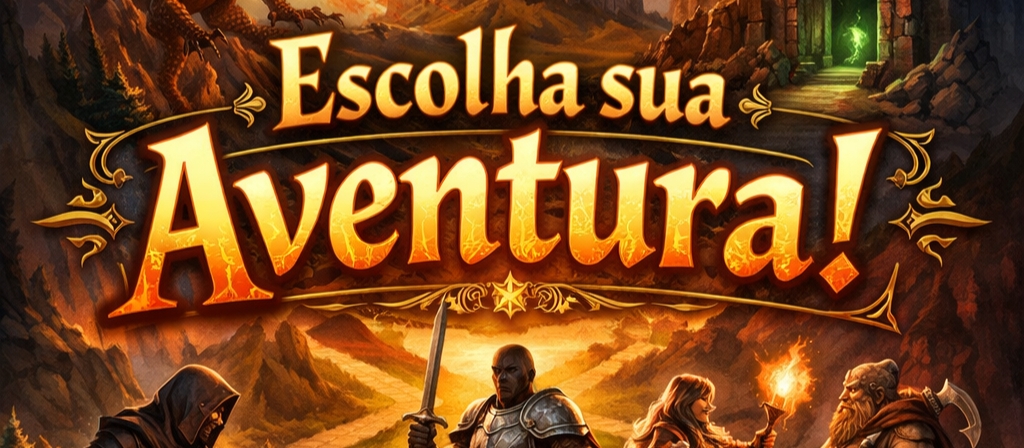Banner da mesa de RPG: Escolha sua Aventura!!