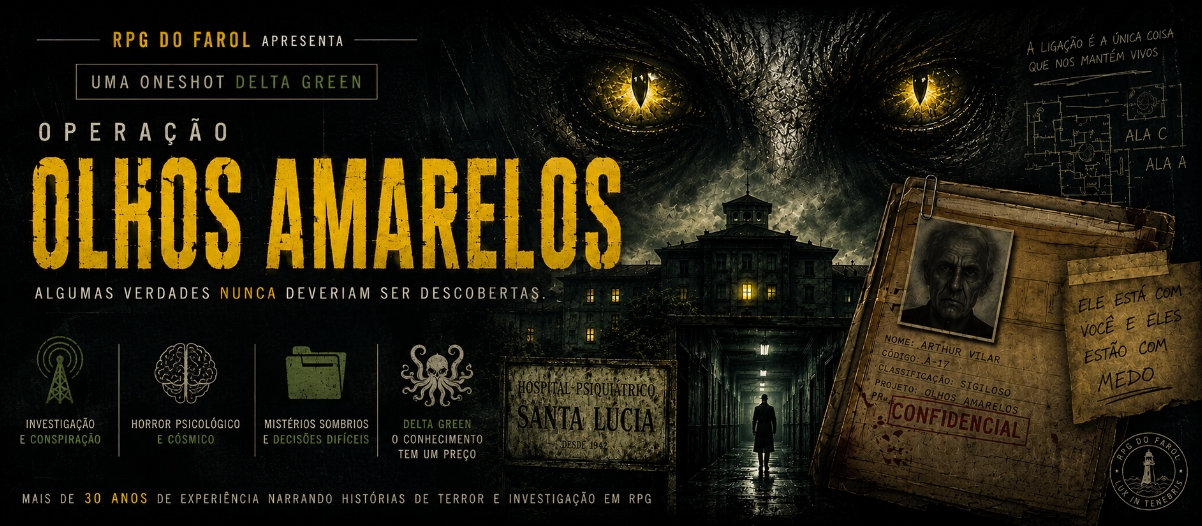 Banner da mesa de RPG: Operação Olhos Amarelos