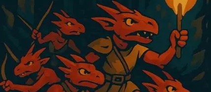 Banner da mesa de RPG: A Ascensão dos Rubroescamas - Uma Aventura de Kobolds