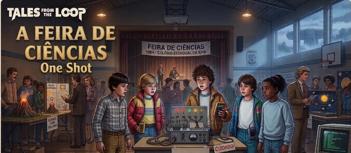 Banner da mesa de RPG: Feira de Ciências