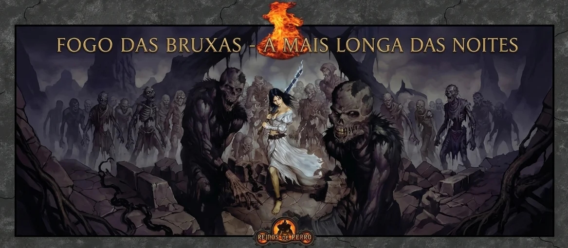 Banner da mesa de RPG: Fogo das Bruxas