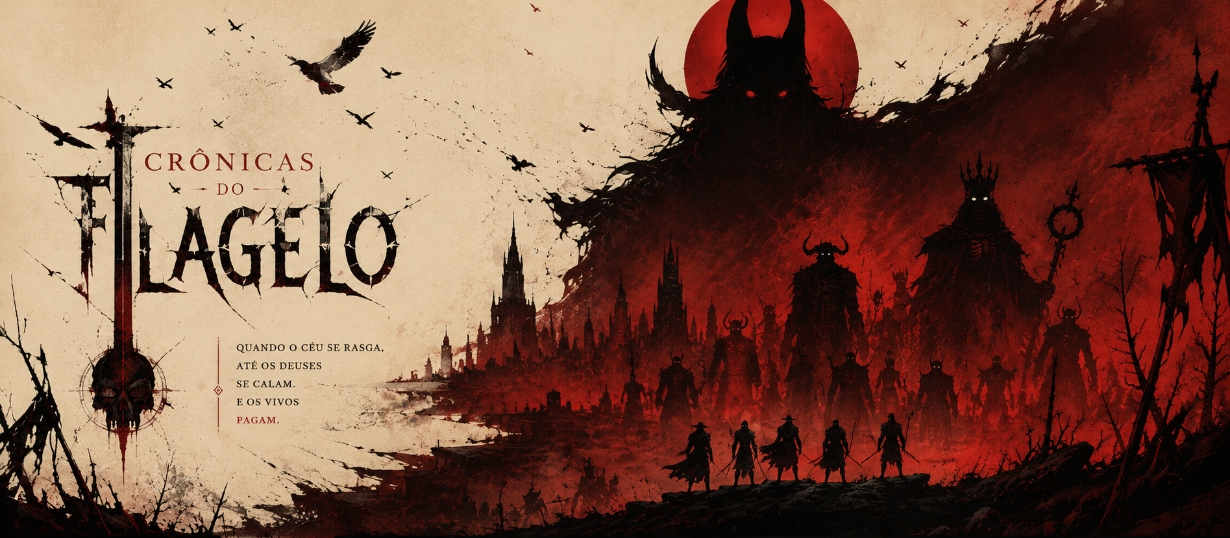Banner da mesa de RPG: Crônicas do Flagelo | Campanha D&D