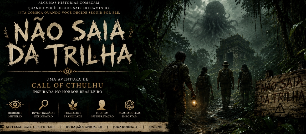 Banner da mesa de RPG: Não Saia da Trilha